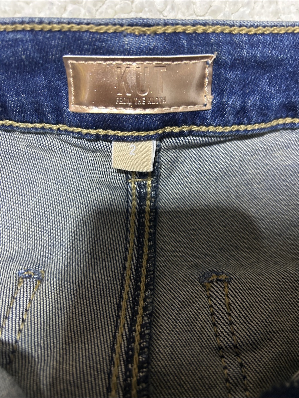 Kut from the Kloth Blue Jeans with Yellow Stitching